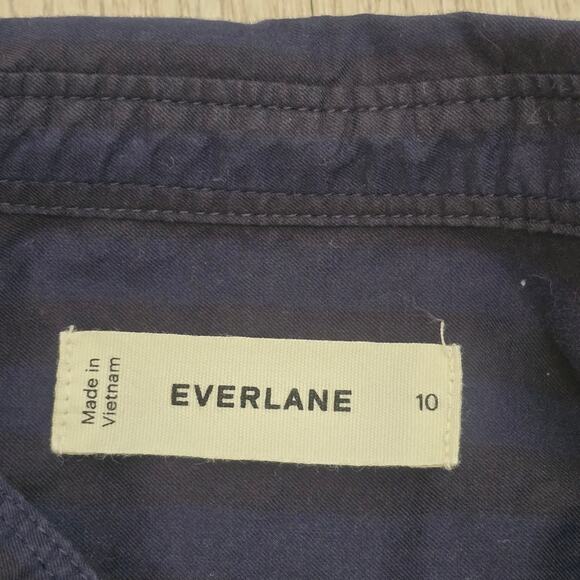Everlane Women’s Navy Blue Striped Button Down Shirt Work Office Long Sleeve 10 - Picture 5 of 7